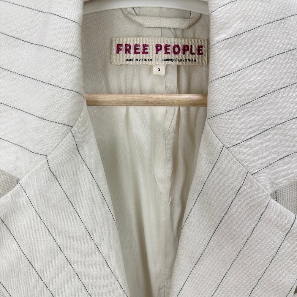 NEW Free People Crosby Blazer Jacket Oversized Linen Blend Ivory Relaxed Small - Picture 6 of 13